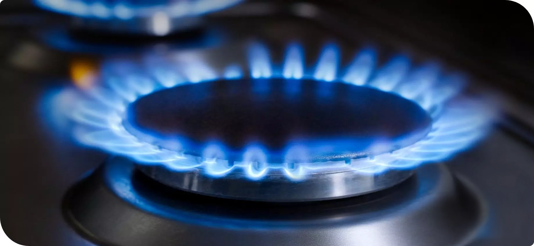 gas hob running with blue flame